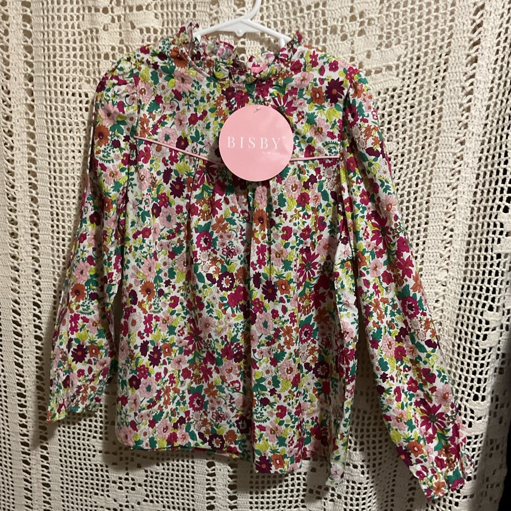 NWT Bisby Boutique Close-out McCall Top Magenta Floral blouse size 7
